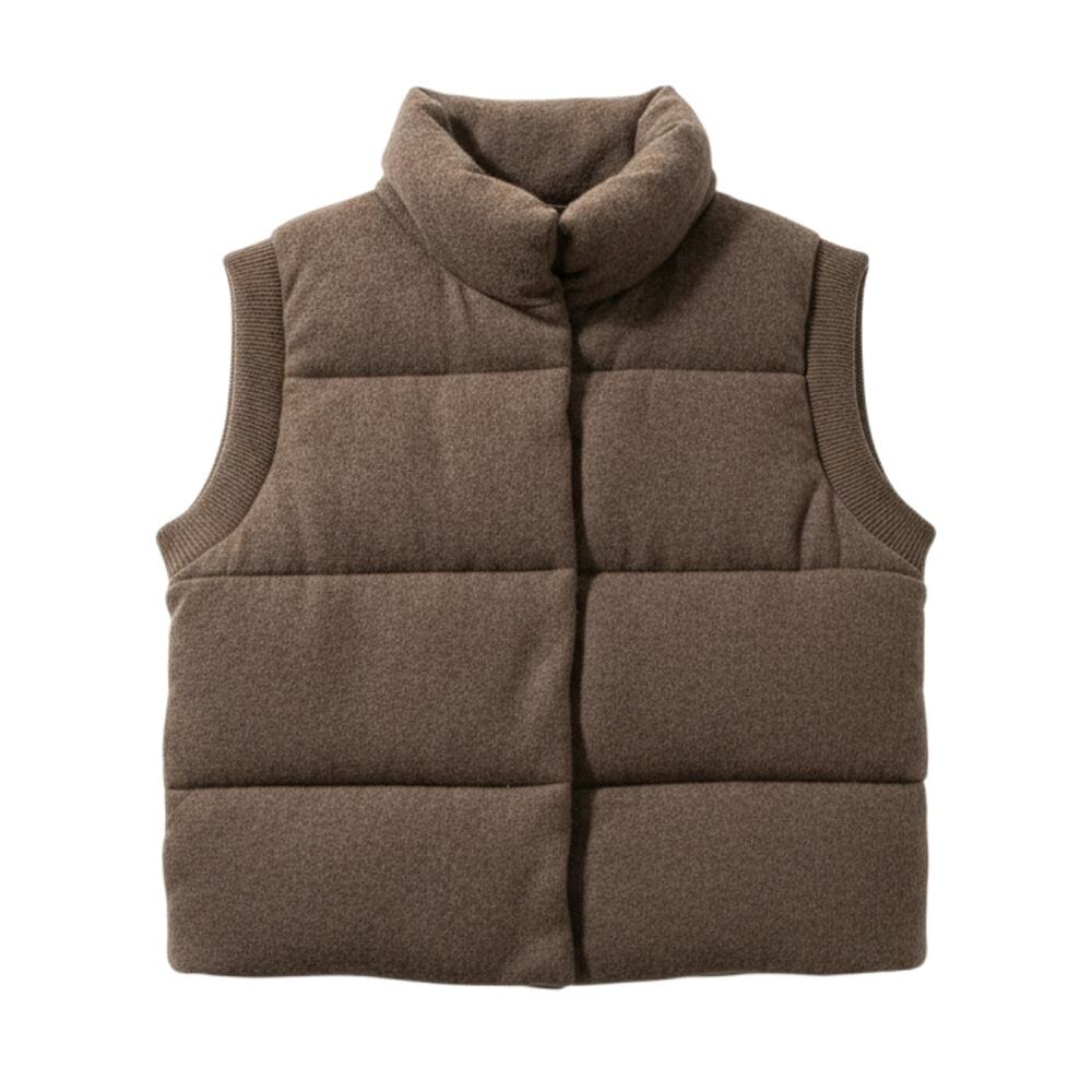 Quince Quilted Brown Mongolian Cashmere Vest Size S